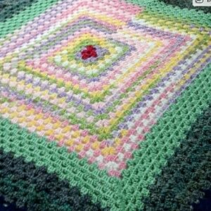 Colorful Crochet Blanket / Throw 43" x 43"